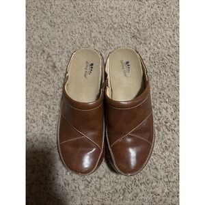 Spring Step Brown Leather‎ Clogs Sz 38 Telly Cog